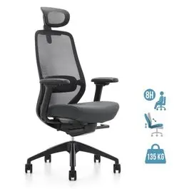 Fauteuil de bureau ZEBULON - accoudoirs réglables - appuie-tête réglable - noir Pas Cher | Bureau Vallée Meilleur Prix