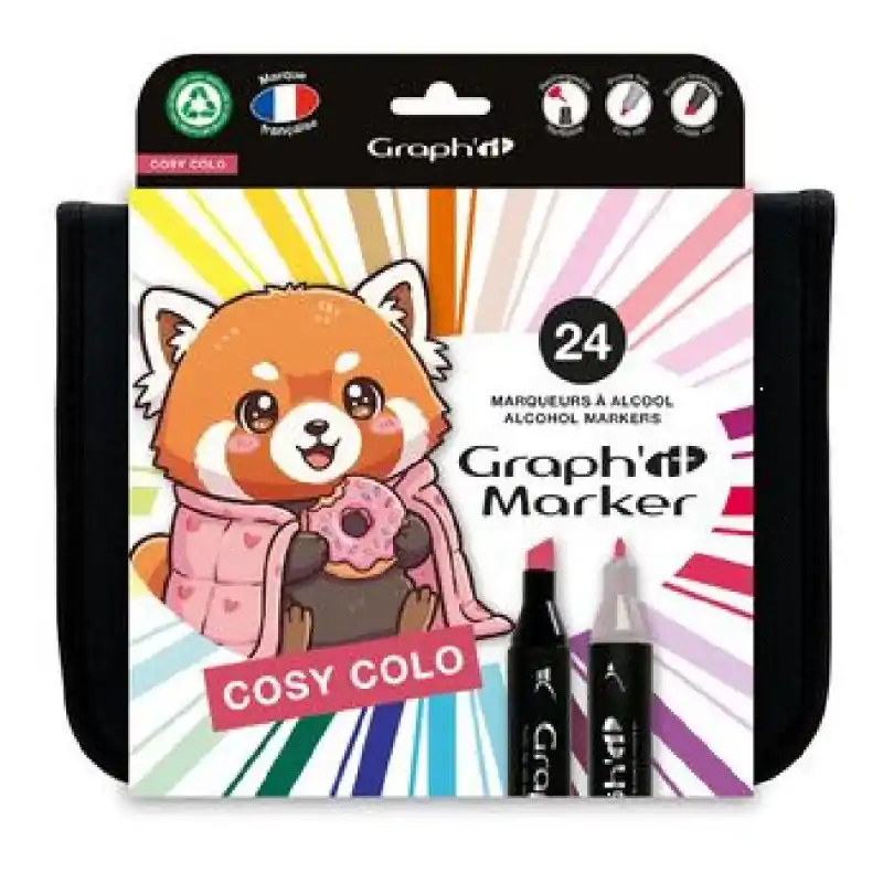 Trousse de 24 marqueurs à alcool Graph'it Cosy Colo Offre Spéciale