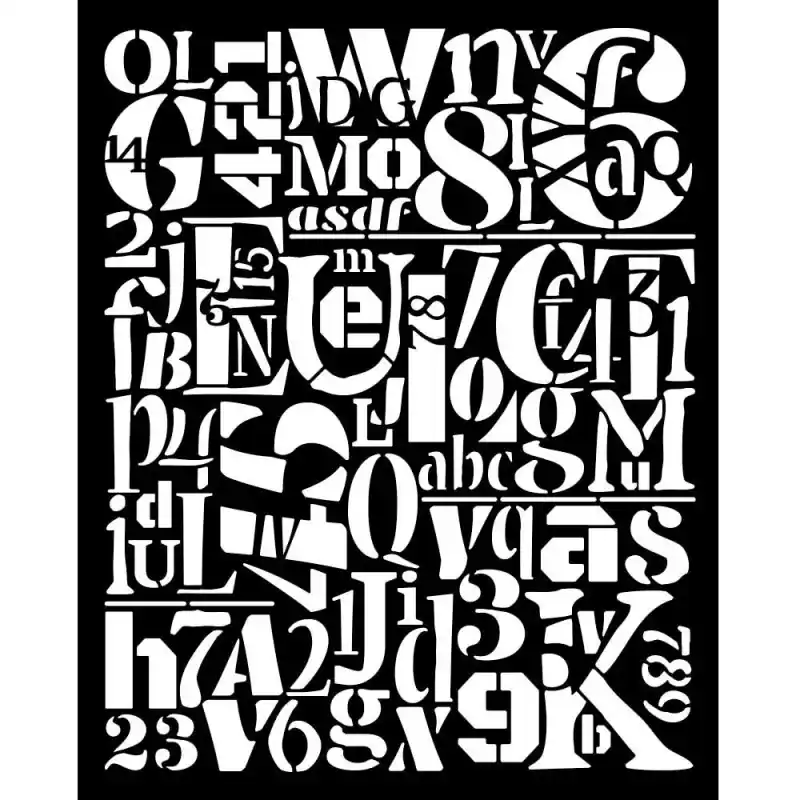 Pochoir "Furry Friends - Numbers and Letters Pattern" 20x25 cm de Stamperia Édition Limitée