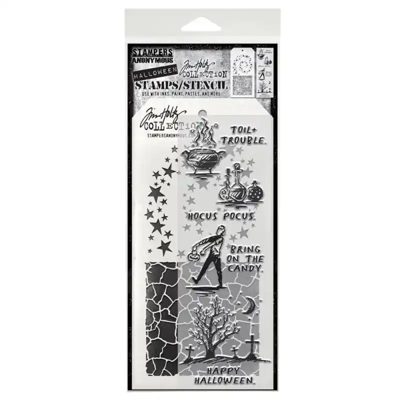 Marque Set de tampons et pochoir Tim Holtz "Halloween Sketch" de Stampers Anonymous