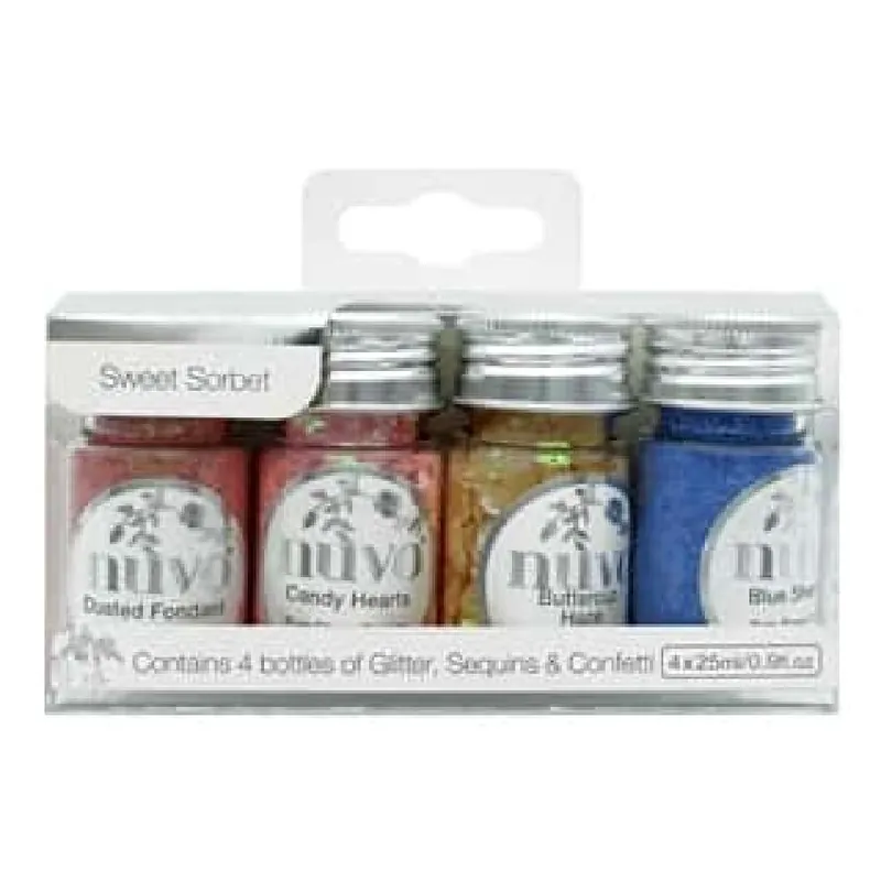 Prix Réduit 4 pots de paillettes Nuvo Pure Sheen Glitter SWEET SORBET